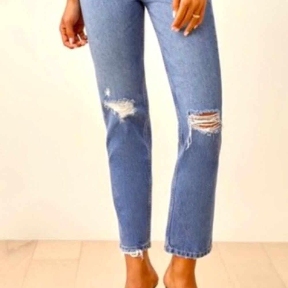 Reformation Cynthia High Rise Straight in Shasta Destroyed size 28